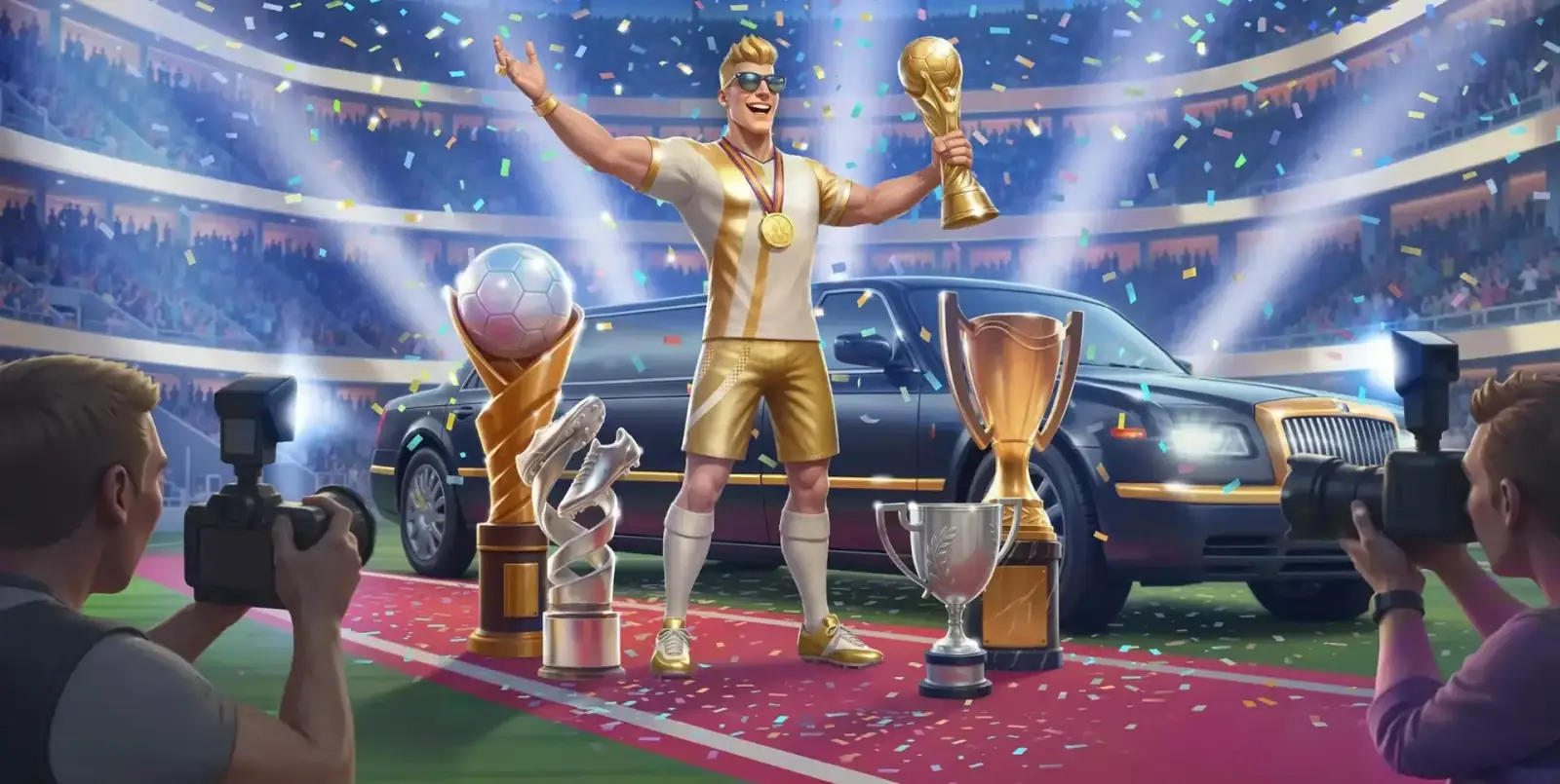Campeón de retiros - trofeos y limusina
